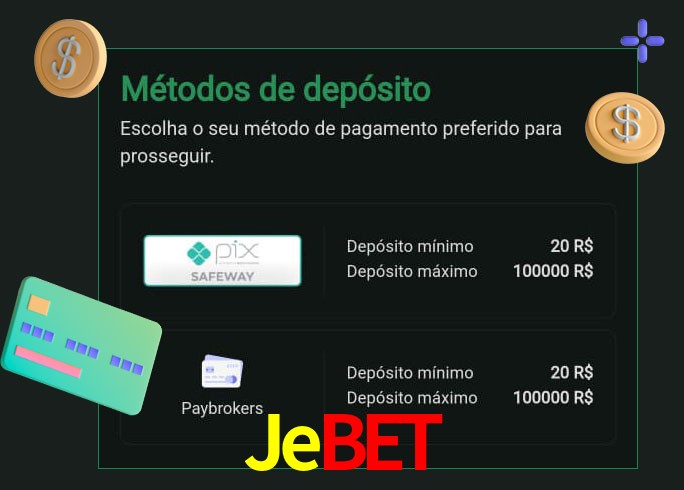 O cassino Jebet oferece uma grande variedade de métodos de pagamento